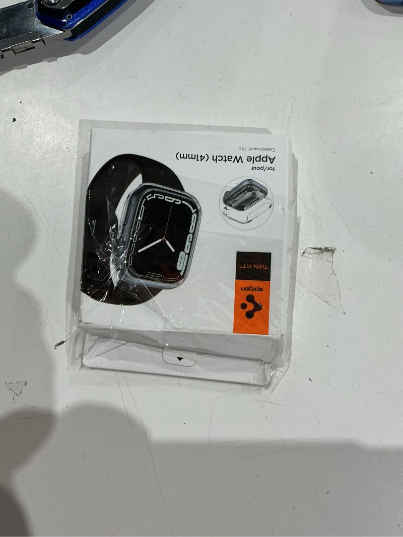 Condition photo showing As Is for spigen thin fit designed for apple watch case series 9/8/7 41mm lightweight hard pc cover - crystal 