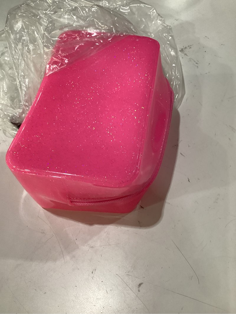 Condition photo showing Good Condition for rsrsleii stardust twinkle jelly travel makeup & toiletry bag, waterproof pvc cosmetic bag/case for women?zipper spf beach bag for sunscreen skincare and daily essentials (02hot pink)