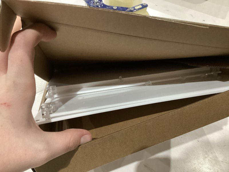 Condition photo showing As Is for white acrylic wedding card box with slot, diy large card box with assembly parts, party cards receiving box for birthdays, graduation & baby shower, easy for traveling(10x10x6.18) white white-10x10x6.18