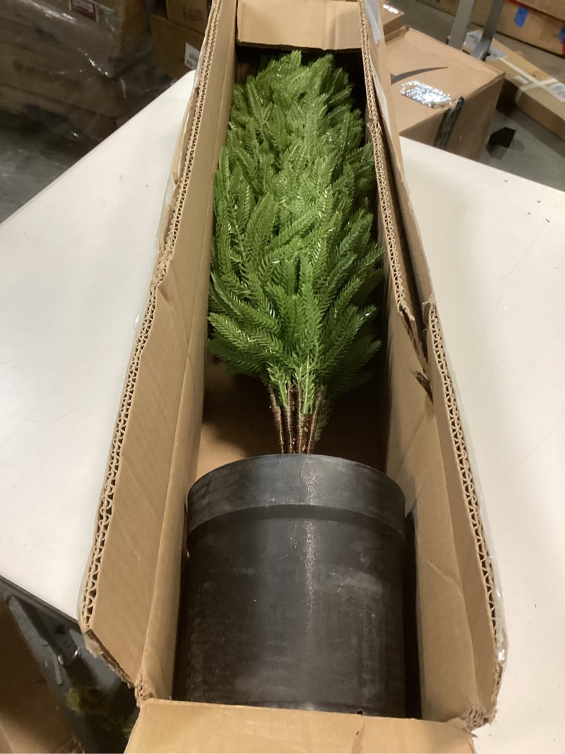 Condition photo showing Good Condition for 3FT Real Touch Artificial Norfolk Pine Tree Realistic Christmas Topiary Trees for Front Porch Decor Faux Shrubs Fake Greenery Potted Plants for Outdoor Indoor Home Decoration (1, Green) 1 Green