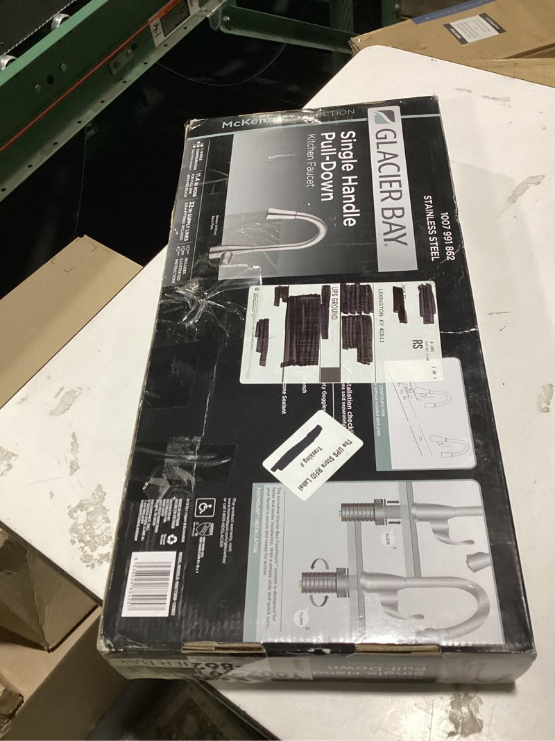Condition photo showing New/Like New for mckenna single-handle pull down sprayer kitchen faucet in stainless steel with turbospray and fastmount