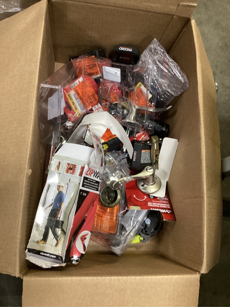 Condition photo showing As Is for title assorted home improvement (tool, screw, accessories,etc.) 