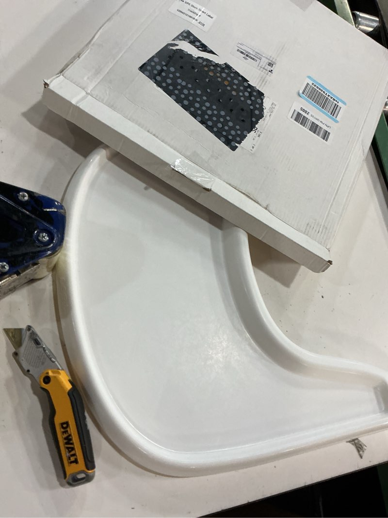 Condition photo showing As Is for baby high chair tray compatible with stokke tripp trapp chair (v2 and beyond) with smooth surface and strong suction power made of food-safe plastic (bpa bps bpf lead phthalate free) - white