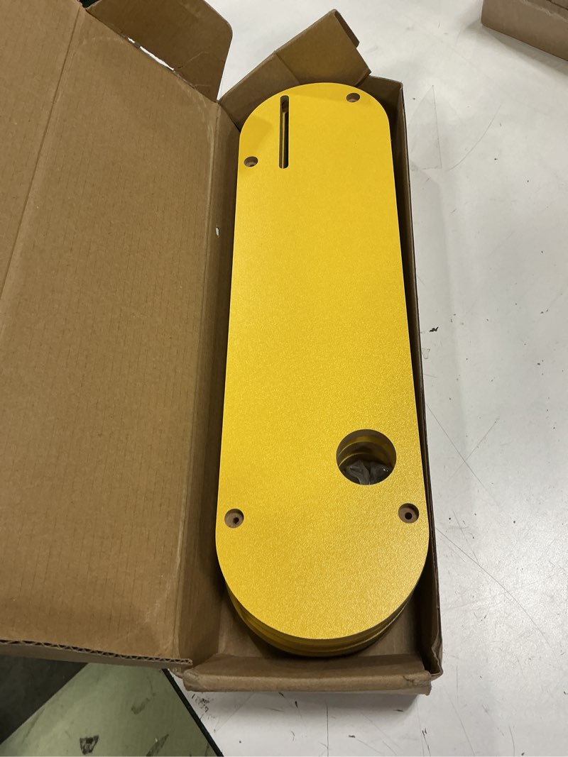 Condition photo showing Good Condition for zero clearance inserts for dewalt 7491, 7491rs, 7490 (type 1), 744, 745, 746, 7480, with riving knife slot, precise cuts with no tear-out, include off-set screws, easy height adjustment, 4-pack