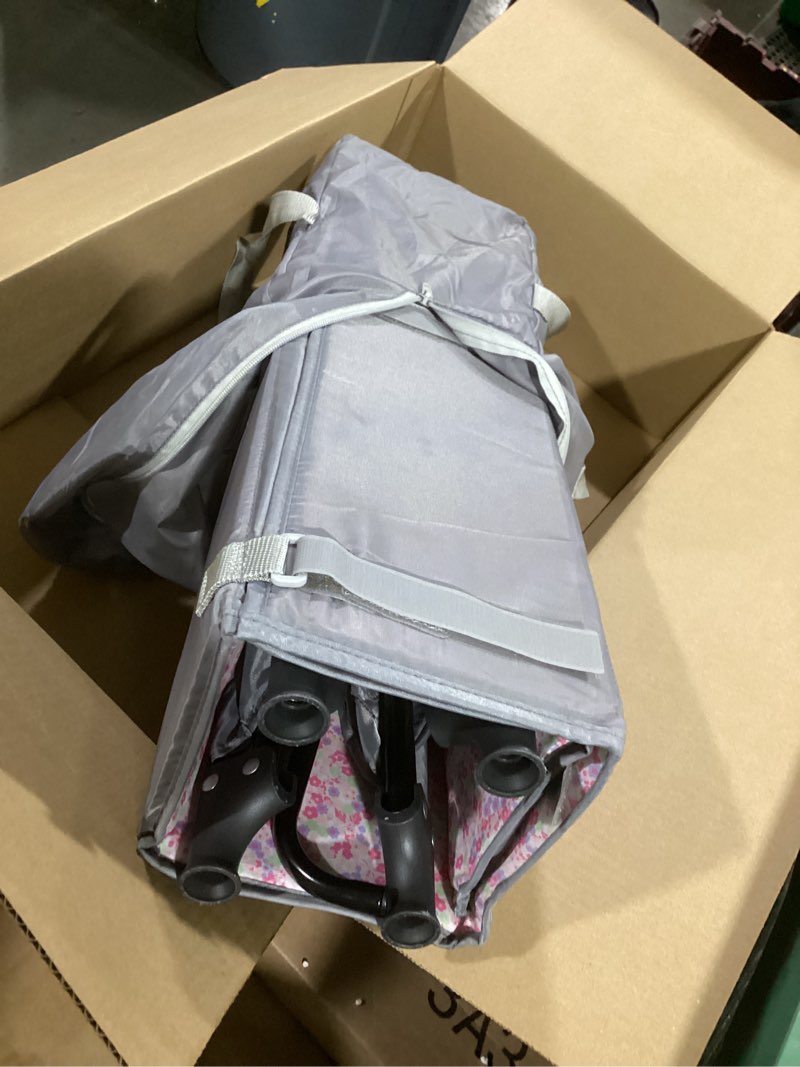 Condition photo showing Good Condition for dream on me zodiak baby playard, breathable mesh sides, soft comfortable mattress, quick & easy to fold with travel carry bag, compact space saving design - grey & pink grey and pink