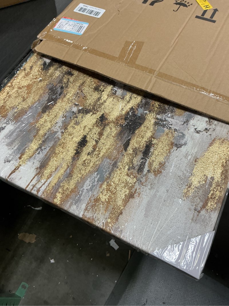 Condition photo showing Good Condition for yihui arts modern abstract skyline canvas wall artwork with gold foil hand painted art painting pictures for living room bathroom home decoration gold skyline 28"l x 20"w