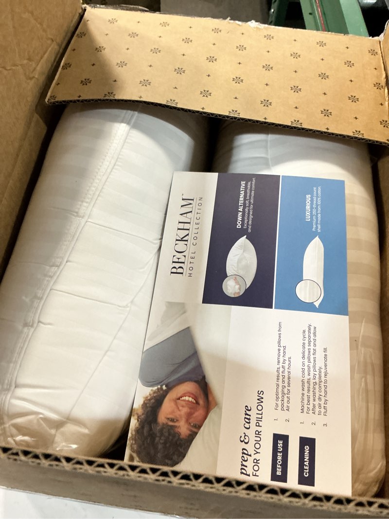 Condition photo showing New/Like New for beckham hotel collection bed pillows standard/queen size set of 2 - original soft down alternative pillow for sleeping - soft support for back, stomach or side sleepers queen / standard white