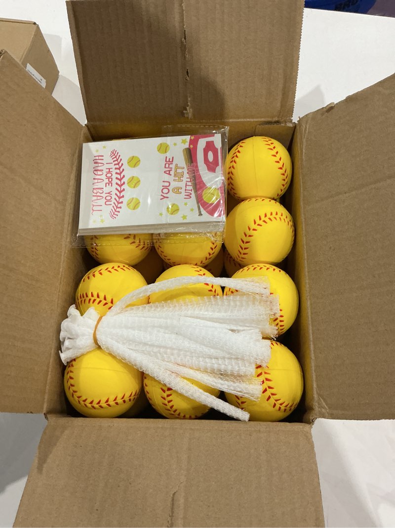 Condition photo showing New/Like New for liyiq 24pcs sports stress balls softball stress ball for kids 2.36 inch foam bouncy balls bulk fun balls party favors sports party favors goodie bag stuff for kids classroom exchange (new softball)