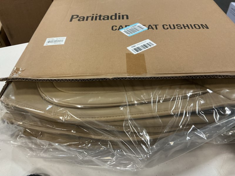 Condition photo showing Good Condition for Pariitadin Leather Car Seat Covers Front Pair, Waterproof Breathable Faux Leather Automotive Seat Covers for Cars, Non-Slip Car Interior Covers Universal Fit Most Cars Sedans Trucks SUVs, Beige B-BEIGE FRONT SET