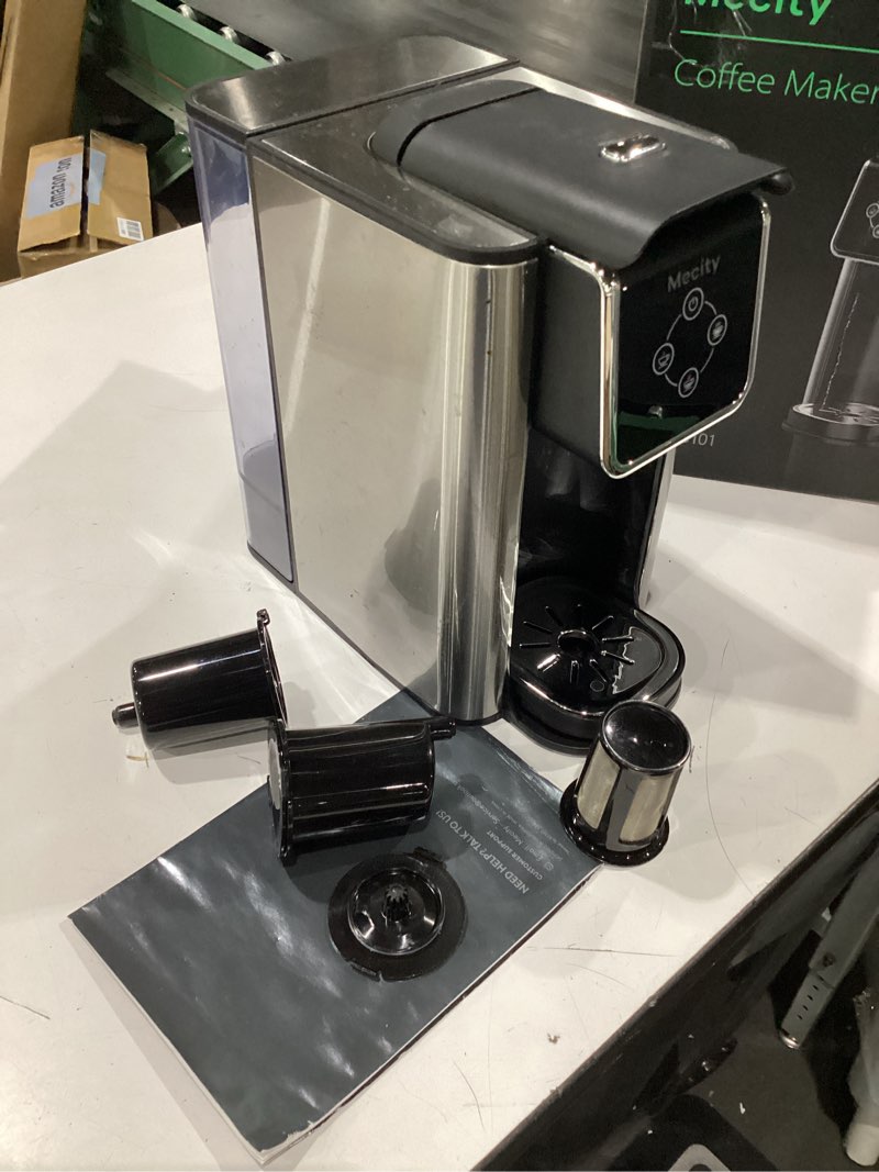Condition photo showing Good Condition for mecity coffee maker 3 in 1 single serve coffee machine, compatible with k cup capsules, instant coffee pot, tea maker, 6,8,10 oz cup, removable 50 oz water reservoir, 120v 1150w 50 fl.oz silver & black