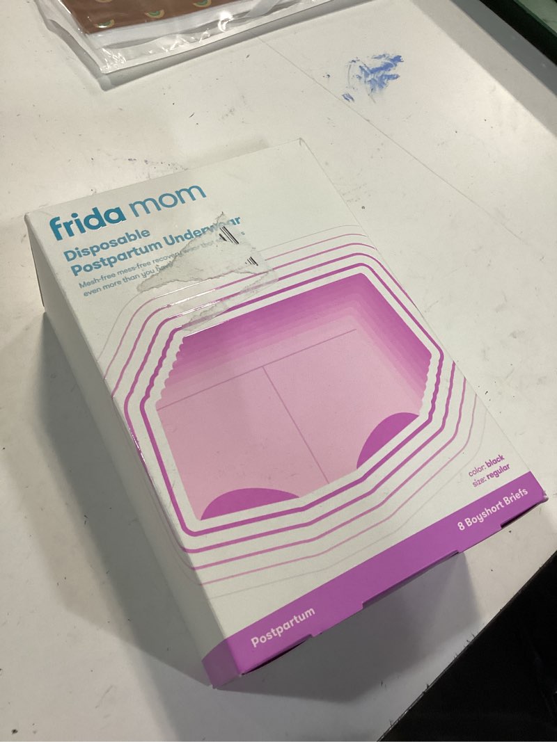Condition photo showing New/Like New for Frida Mom 8pc Postpartum Underwear, Disposable Boyshort Panties, Seamless, Stretch Support, New Mom Essentials, Size Regular (28in-42in)