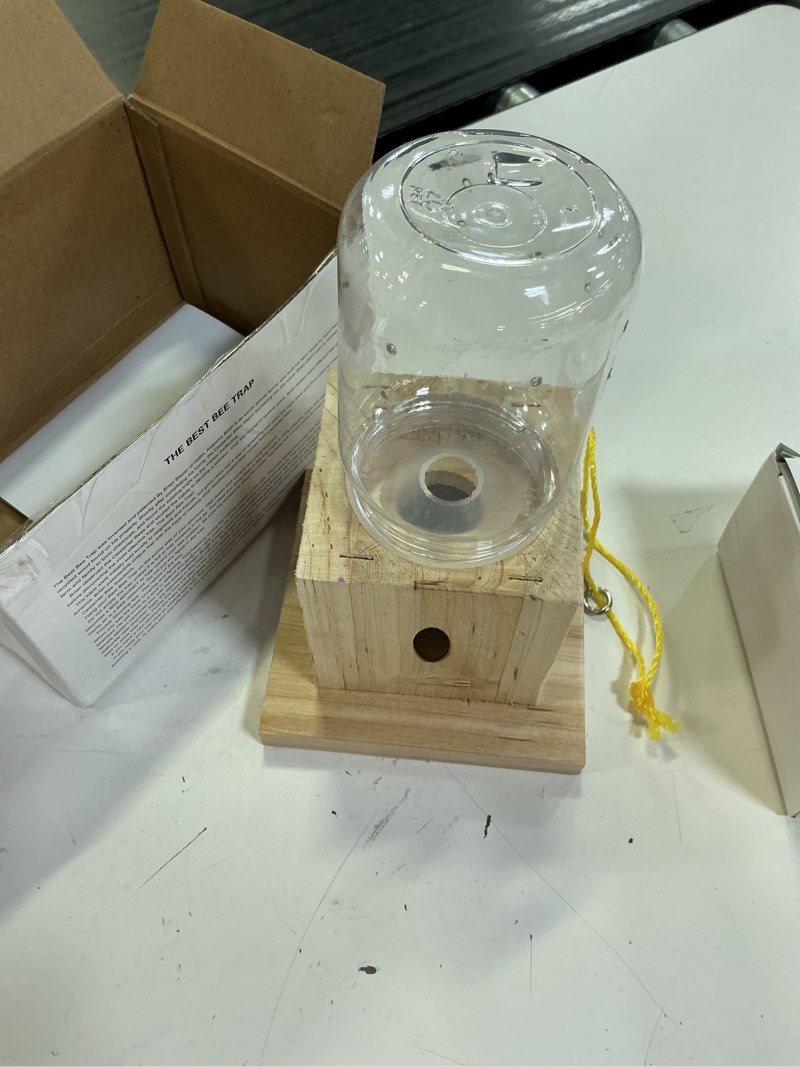 Condition photo showing Good Condition for 1 pcs wood carpenter bee trap for outside - best bee trap - nature hanging carpenter bee traps plastic jar outdoor - insect traps 1 pack