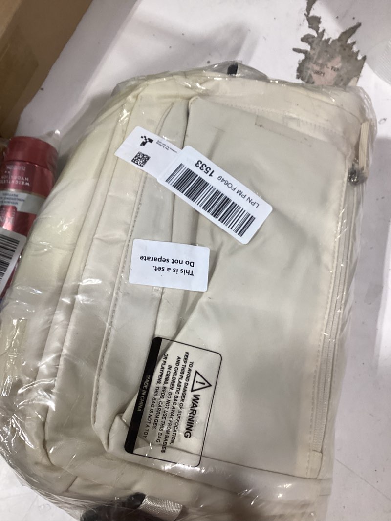 Condition photo showing Good Condition for VGCUB Small Vacuum Backpack Travel with Electric Pump Vacpack System Storage Compression Waterproof College Bags Casual Daypack Carry on Backpacks for Women Men with USB Charging Port Beige A1-beige With Electric Pump 46*33*19CM