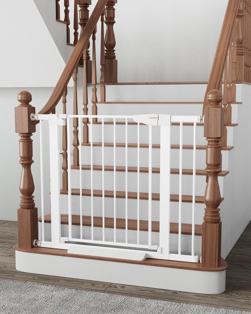 cumbor safety gate the safety gate adjusts to fit openings between 29.7 and 48 inches wide, white
