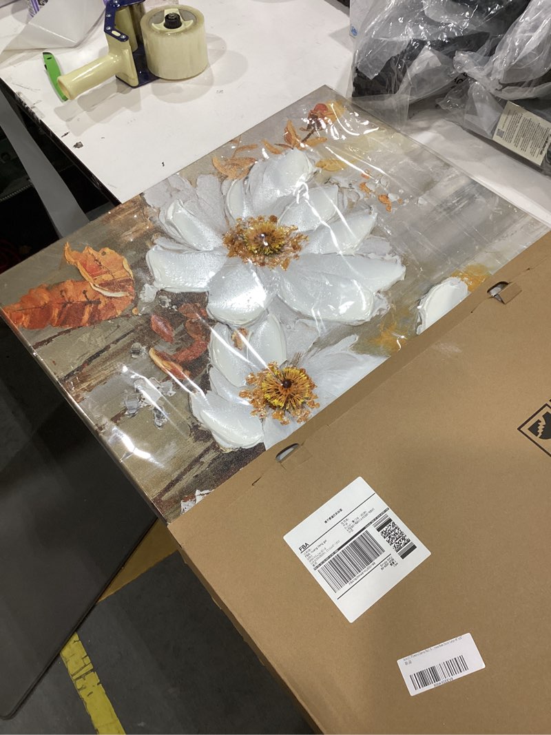 Condition photo showing New/Like New for Acocifi Flowers Canvas Wall Art 3D Textured Painting, Elegant Florals Landscape Picture Grey and Brown Large Abstract Artwork for Living Room Bedroom Kitchen Dining Room Office Home Decor 48"x24" 48L" x 24W" Flowers
