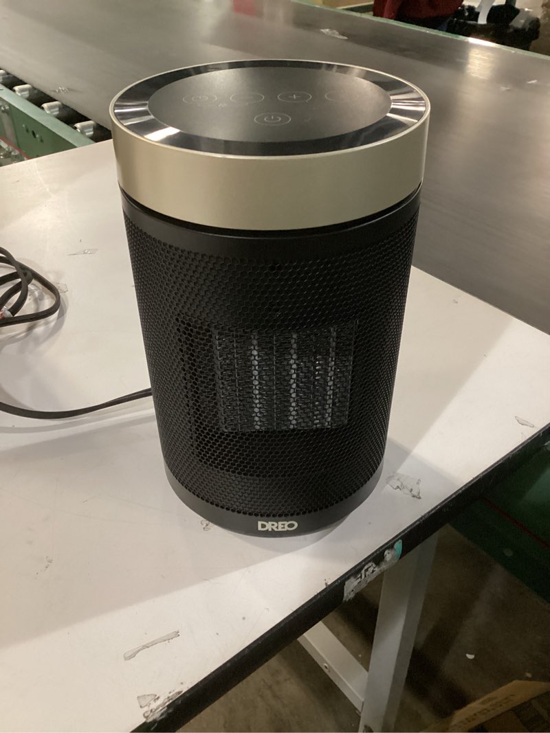 Condition photo showing item condition for Dreo Space Heater, Portable Electric Heaters for Indoor Use with Thermostat and Remote, 2024 Upgraded, Digital Display, 12H Timer, 5 Mode, 1500W PTC Ceramic Fast Safety Heat for Office Bedroom Home Gold 10 inch