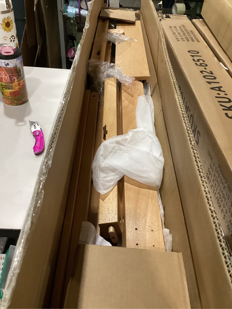 Condition photo showing As Is for misng hardware u.s. art supply medium wooden h-frame studio easel with artist storage tray and wheels - mast adjustable to 96\" high, holds canvas to 48\" - sturdy beechwood holder floor stand - display paintingsi