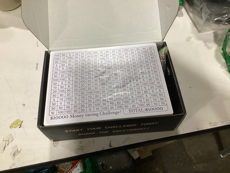 Condition photo showing Good Condition for Wooden Money Saving Box, Cash Vault Savings Box for $10000 $5000 $3000 $1000 $800 $500 Target Money Saving Challenge, Reusable Money Box with Counter, Dry Erase Pen/Savings Trackers/Rubber Band-White