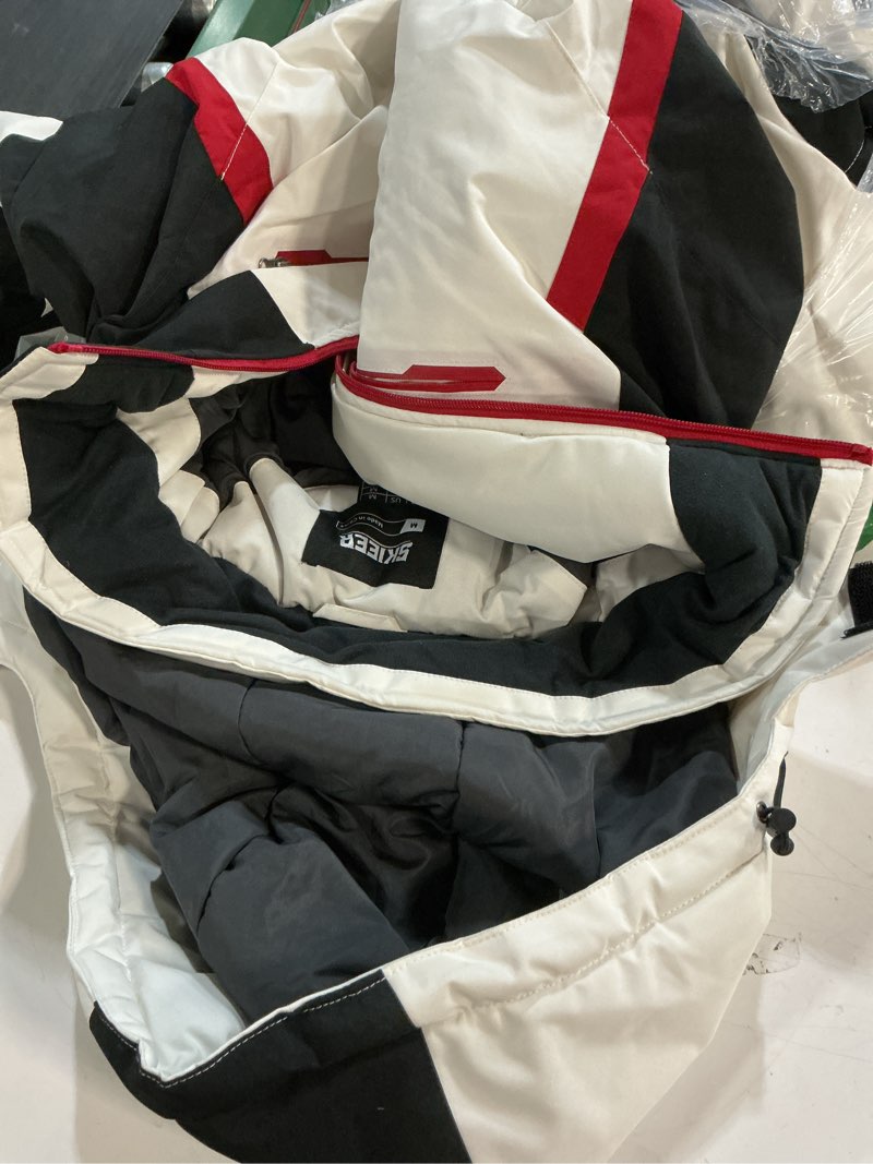Condition photo showing Good Condition for (size:m)skieer men's waterproof ski jacket winter snow coat windproof snowboarding jackets warm raincoat medium white&red&black