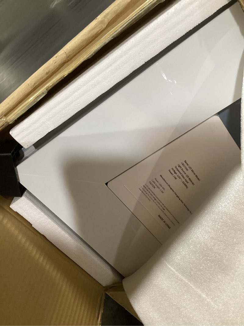 Condition photo showing Good Condition for led bathroom mirror 28x32 inch anti-fog bathroom mirror with lights, wall mounted lighted vanity mirrors, dimmable, backlit + front lit, smart bathroom vanity mirror with 3 colors temperature 28"l x 32"w