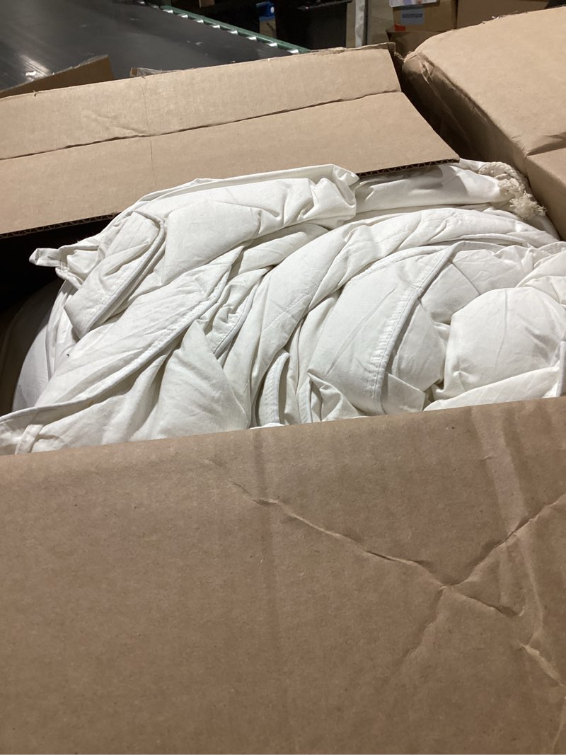 Condition photo showing As Is for APSMILE Fluffy Heavyweight Down Feather Fibers Comforter Super King Size, Thick Duvet for Winter Climates/Cold Sleepers -Ultra Soft 100% Organic Cotton Cover, Luxury Duvet Insert (White, 120x120) Super King Ivory White / Winter-weight