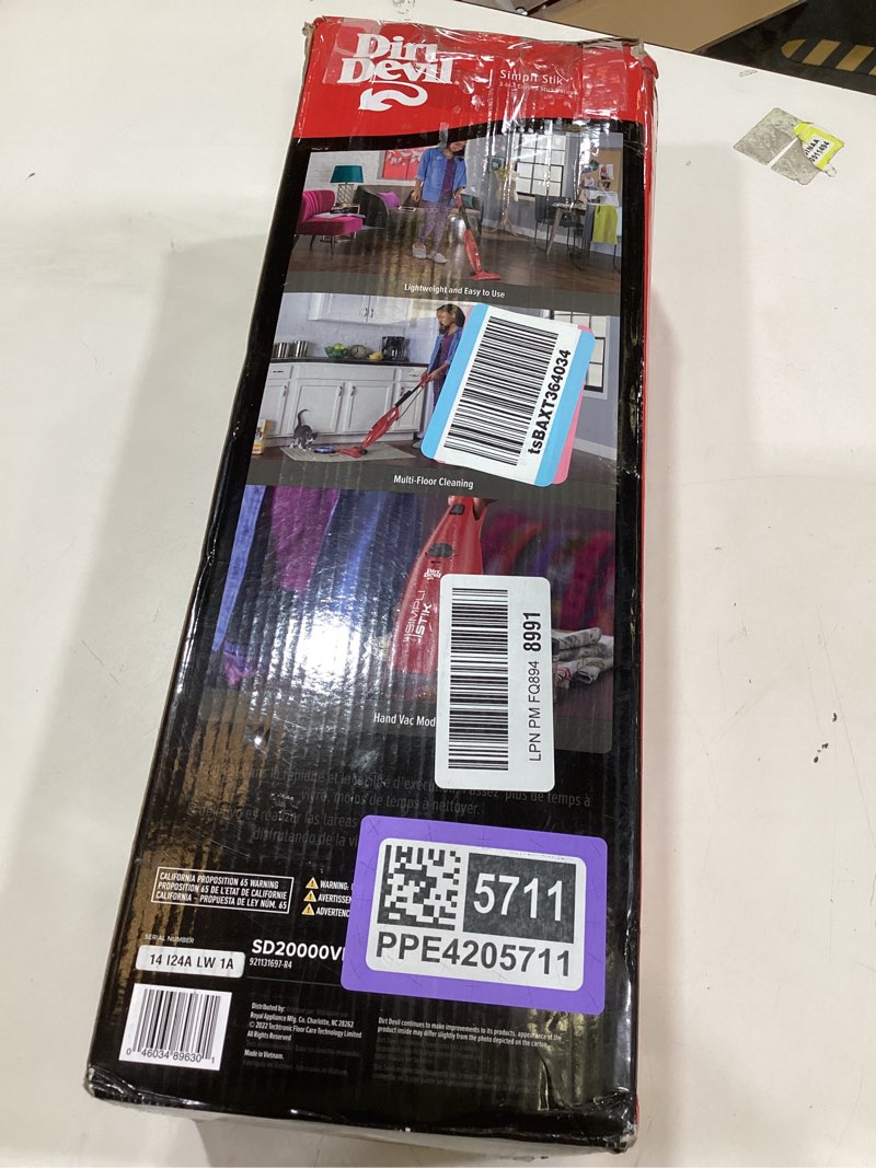 Condition photo showing As Is for dirt devil sd20000red simpli-stik lightweight corded bagless stick vacuum, red