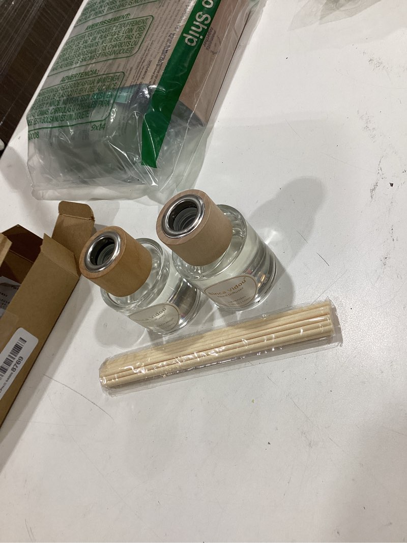 Condition photo showing New/Like New for reed diffuser set, binca vidou lavender orange & lemon natural scent oil diffusers with sticks for home office bathroom aromatherapy decor 1.69oz x 2