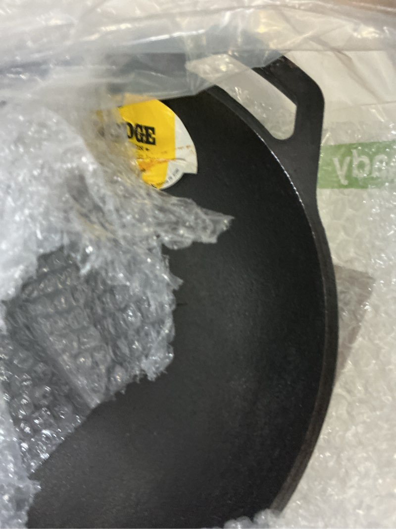 Condition photo showing Good Condition for lodge 9 inch cast iron mini wok with dual loop handles – pfas free pre-seasoned small stir fry pan – stovetop & oven safe heavy duty high-heat retention pan – made in usa 9 inches