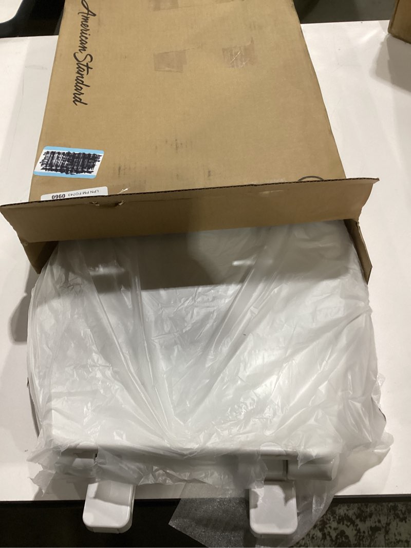 Condition photo showing As Is for american standard 5503a00b.020 transitional slow-close elongated front toilet seat, white