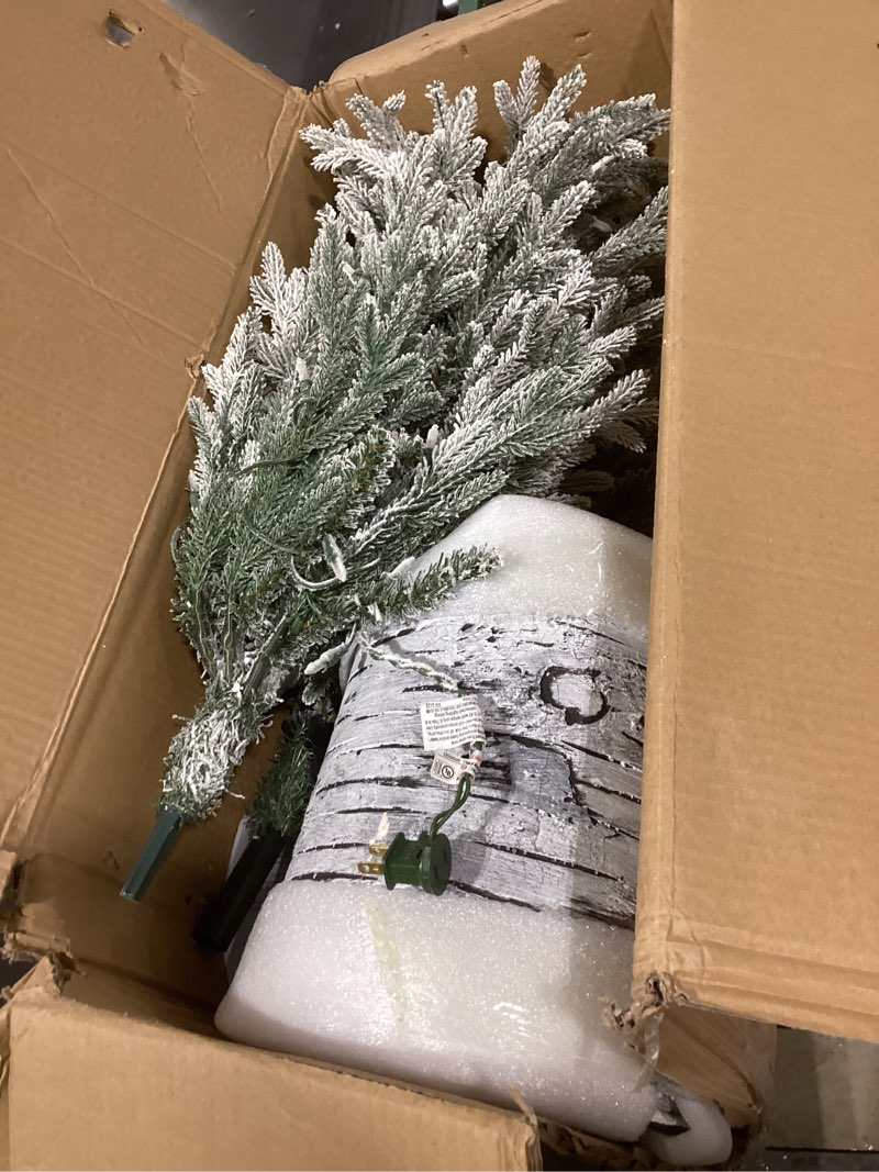 Condition photo showing Good Condition for Similar productHOMOM 6ft Flocked Christmas Tree, Pencil Artificial Xmas Tree with Faux Snow, Dense Branches, Foldable Metal Base for Indoor Holiday Decor