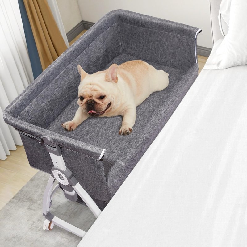MAXFUT Raised Pet Bunk Bed,Dog Bed Attachment to Human Bed,Human Dog Bed,Bedside Dog Bed,Dog Bunk Bed,Dog Bassinet Bedside Sleeper,Bed Extender for Dogs,Bedside Pet Lounger
