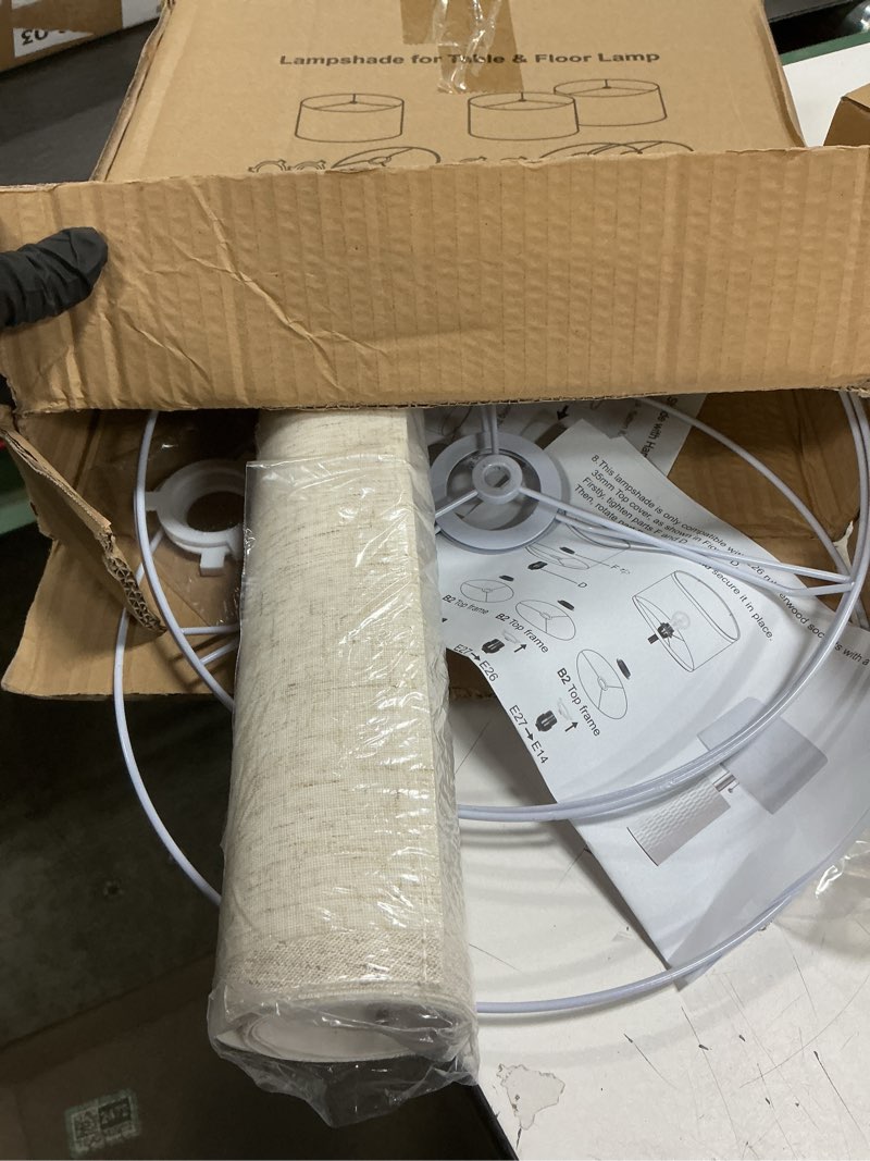 Condition photo showing Good Condition for OUTON Beige Large Drum Lamp Shades for Floor Lamps, 17.5" Top x 17.5" Bottom x 10" High, Easy to Assemble, Replacement Linen Lampshades for Table Lamps & Bedside Lamps (1.65" Spider) Beige Shade
