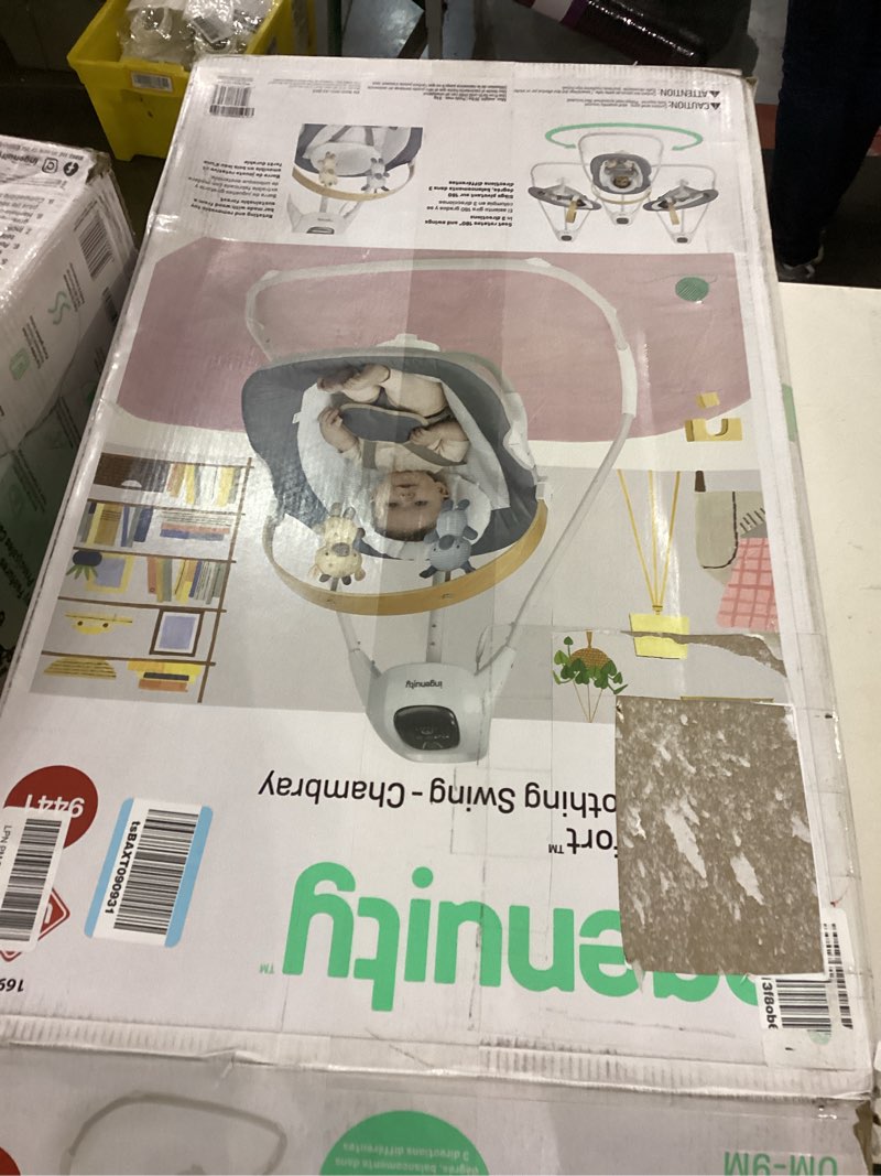 Ingenuity SimpleComfort Compact Baby Swing, Rotating Seat Swings in 3 Directions, 6 Speeds, 8 Melodi