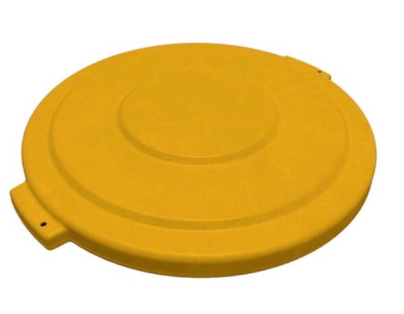 Carlisle FoodService Products Broncoâ„¢ Round Waste Bin Trash Container Lid 32 Gallon - Yellow