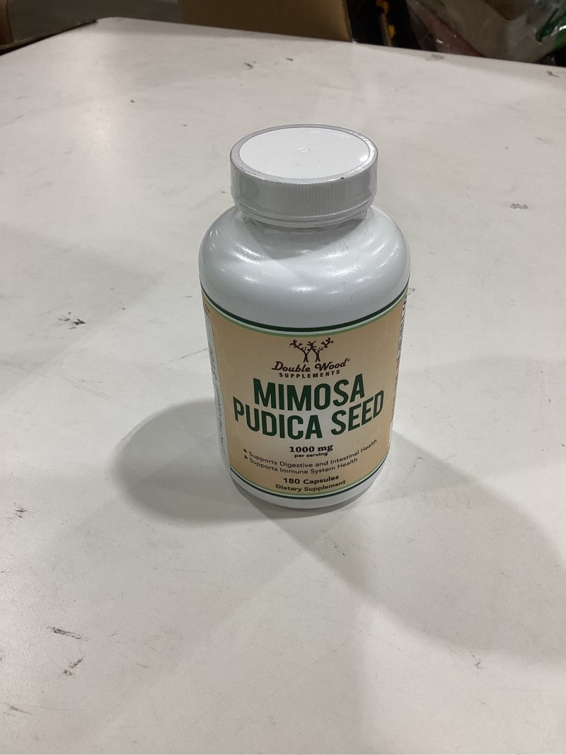 Condition photo showing New/Like New for mimosa pudica seed capsules (180 capsules, 3 month supply) 1000mg, for digestive support, by double wood 180 count (pack of 1)