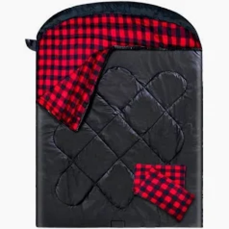 ShinHye Double Sleeping Bag for Adults with 2 Pillows, Camping Sleeping Bags Flannel Cotton 2 Person