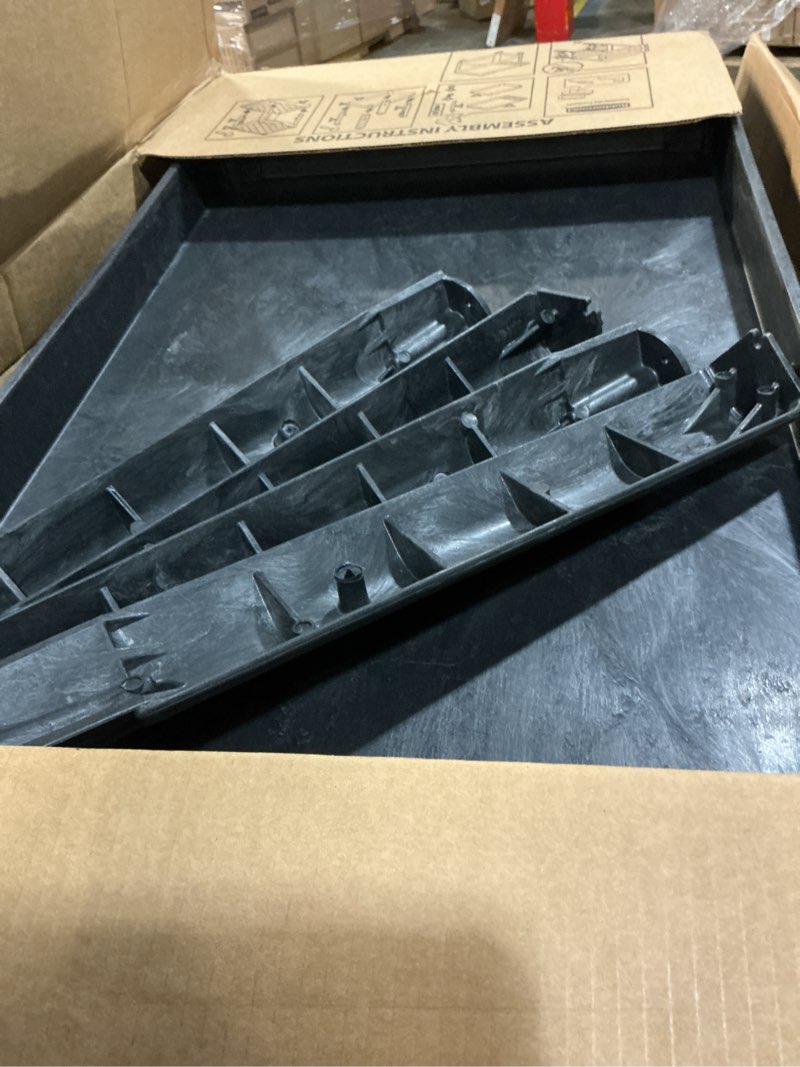 Condition photo showing Good Condition for Rubbermaid Commercial Products 2-Shelf Utility/Service Cart, Medium, Black, Lipped Shelves, Ergonomic Handle, 500 lbs. Capacity, for Warehouse/Garage/Cleaning/Manufacturing Medium Black