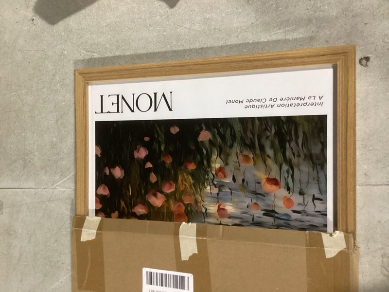 Condition photo showing Good Condition for framed canvas monet gallery style wall art print sunset landscape poster impressionist floral picture decor living room bedroom office apartment farmhouse 16x24 inch ready to hang colorful impressionist floral 16l" x 24w"