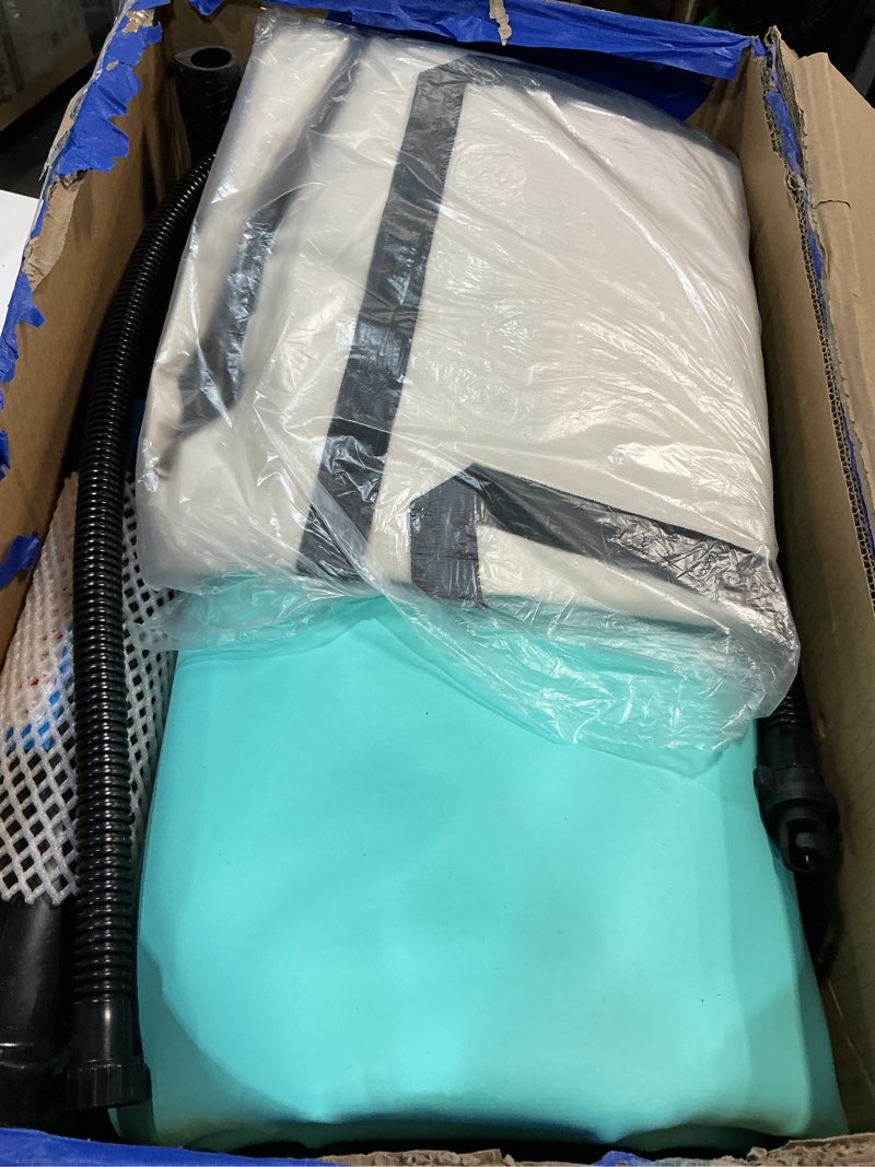Condition photo showing Good Condition for inflatable floating dock, lake floats pool float water island raft, inflatable dock river floats inflatable platform for yacht, floating mat for lake, boat floating mat for pool ocean 5ft/8ft/10ft mint green+grey 8 x 6.6ft