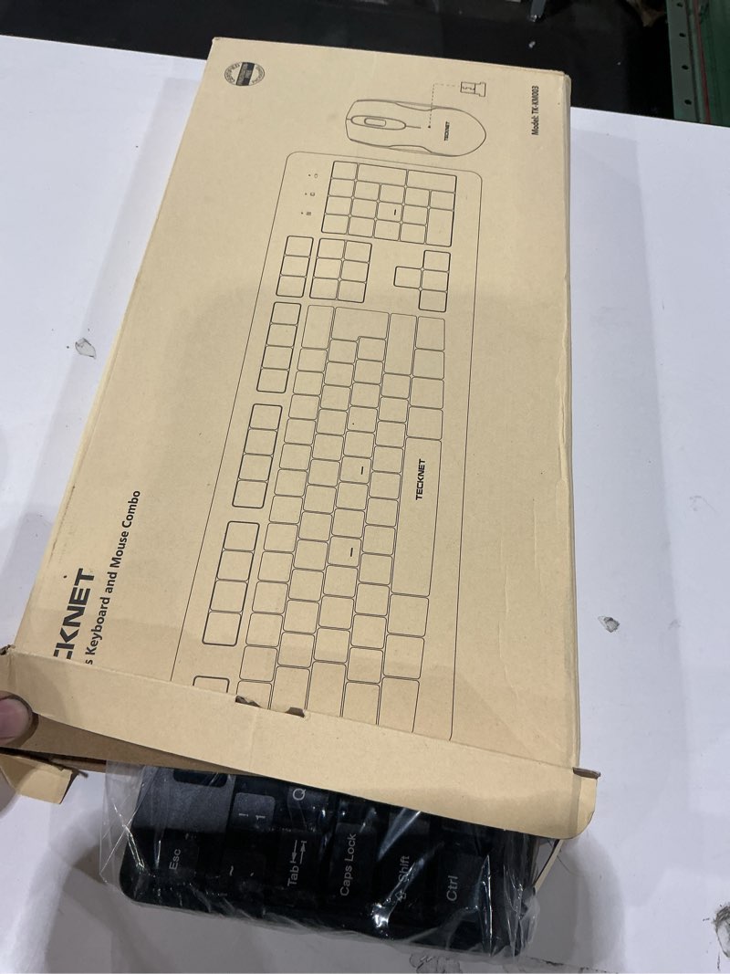Condition photo showing Good Condition for tecknet wireless keyboard and mouse combo, full-size ergonomic keyboard & optical mouse, low-noise typing & clicking,long battery life,spill-resistant,2.4g lag-free usb receiver for pc,laptop,computer black