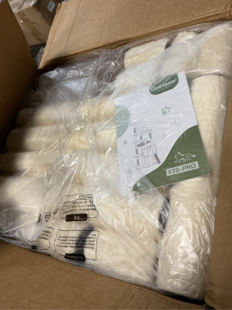 Condition photo showing Good Condition for globlazer heavy duty cat tree tower, 70inch sturdy cat tree for indoor cats sturdy large cat tower with scratching post and scratching board, hammock, cat condo for adult cats kittens, f70 pro, beige 70inch beige