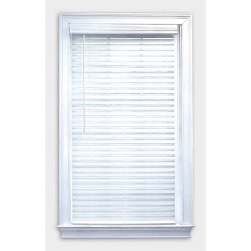 allen + roth Trim at Home 2-in Slat Width 36-in x 64-in Cordless White Faux Wood Room Darkening