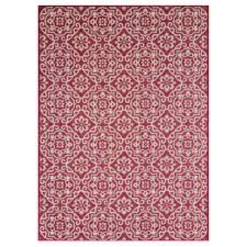 nicole miller new york patio country danica transitional geometric indoor/outdoor area rug, pink/ivo