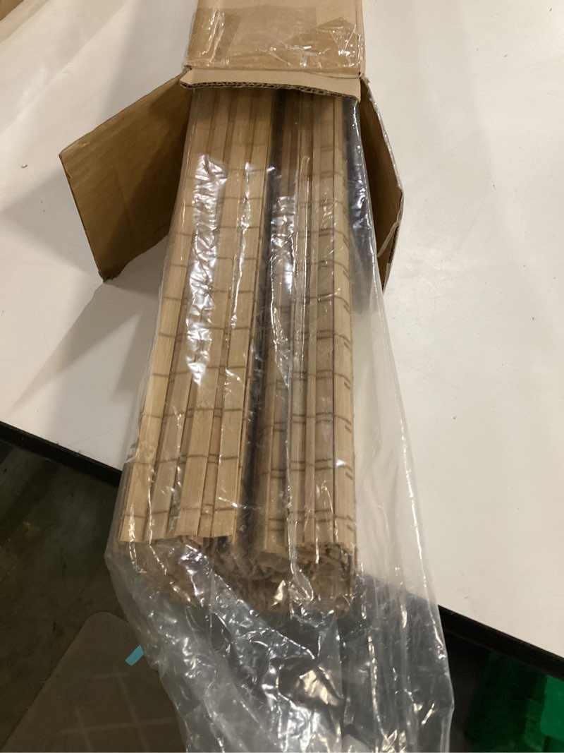 Condition photo showing Good Condition for LUCKUP Cordless Bamboo Roman Blinds Shades for Indoor Windows-Blackout Room Darkening Roman Blinds with 6" Valance Cover Enhanced Privacy, 36" W x 64" H 36"W x 64"H Privacy-carbonized Color