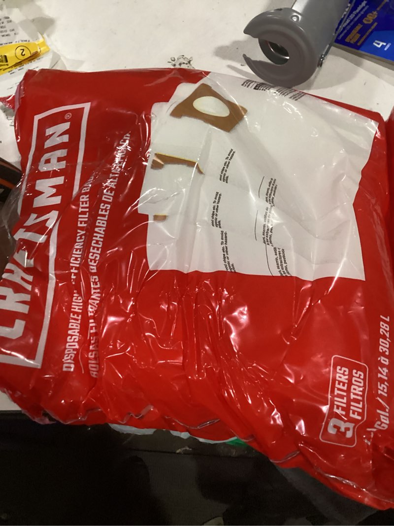 Condition photo showing As Is for craftsman 3 -pack n small dry shop vacuum collection filter