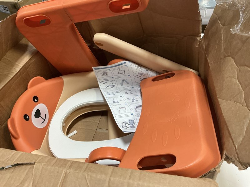 Condition photo showing As Is for potty training seat, upgrade toddler toilet seat for kids boys girls, 2 in 1 potty training toilet for kids, splash guard anti-slip pad step stool?brown?