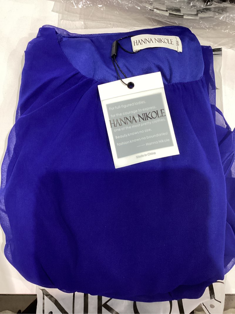 Condition photo showing Good Condition for Hanna Nikole Plus Size Chiffon Dresses for Women Flounce Sleeves Empire Waist A Line Summer Beach Dress 18 Plus Royal Blue