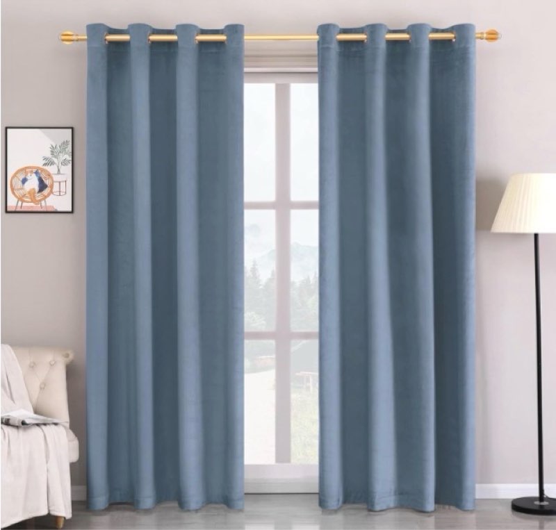 roy lei super soft luxury velvet curtains for living room light blocking velvet curtain panels privacy grommet window drapes for bedroom/sliding glass door, 2 panels (baby blue, 52w*84l