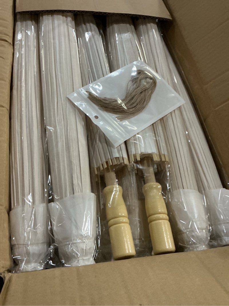 Condition photo showing New/Like New for sadnyy paper umbrellas paper decorative chinese japanese parasol umbrella diy oiled painting umbrellas crafts for wedding bridal party decor white 33 inches 36