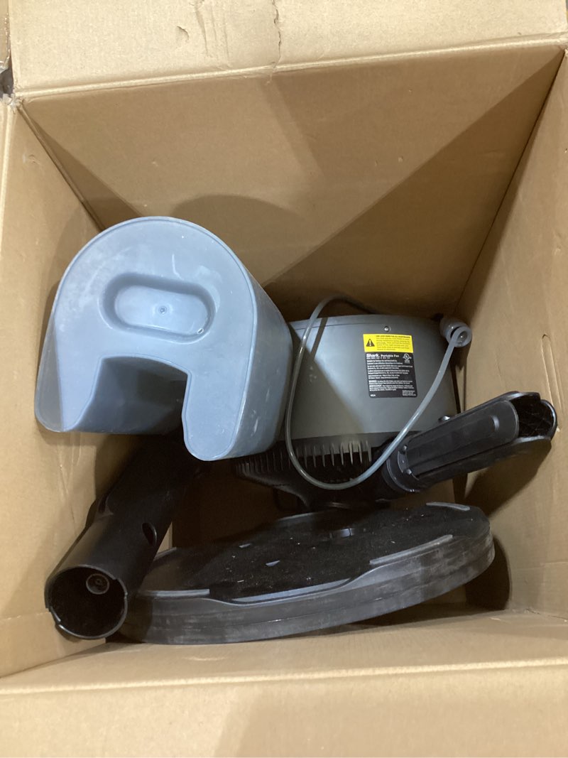 Condition photo showing As Is for shark flexbreeze pro mist fan — indoor & outdoor, integrated misting, pedestal to tabletop, corded or cordless, up to 24-hr battery, oscillating, charcoal grey, fa302 (2025 release) flexbreeze promist(portable tank)-grey
